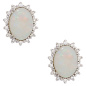 Preview: Ohrstecker oval 585 Gold Weißgold 2 Opal-Cabochons 28 Diamanten Brillanten