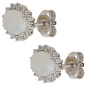 Preview: Ohrstecker oval 585 Gold Weißgold 2 Opal-Cabochons 28 Diamanten Brillanten