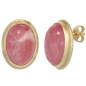 Preview: Ohrstecker oval 585 Gold Gelbgold 2 Rhodochrosite rosa Ohrringe