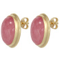 Preview: Ohrstecker oval 585 Gold Gelbgold 2 Rhodochrosite rosa Ohrringe