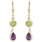 Preview: Boutons 585 Gold Gelbgold 2 Amethyste lila 2 Peridote grün Ohrringe Ohrhänger