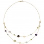 Preview: Collier Halskette 585 Gold Gelbgold mit verschiedenen bunten Edelsteinen 45 cm