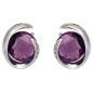 Preview: Ohrstecker 585 Weißgold 2 Amethyste lila violett 10 Diamanten Ohrringe