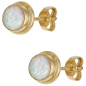 Preview: Ohrstecker oval 333 Gold Gelbgold 2 Opale Ohrringe Goldohrstecker