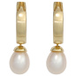 Preview: Creolen 333 Gold Gelbgold 2 Süßwasser Perlen Ohrringe Perlenohrringe