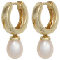 Preview: Creolen 333 Gold Gelbgold 2 Süßwasser Perlen Ohrringe Perlenohrringe
