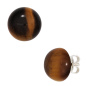 Preview: Ohrstecker rund 925 Sterling Silber 2 Tigeraugen braun Ohrringe
