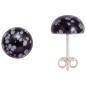 Preview: Ohrstecker rund 925 Sterling Silber 2 Schneeflocken-Obsidiane Ohrringe