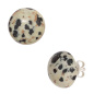 Preview: Ohrstecker rund 925 Sterling Silber 2 Dalmatiner-Jaspise Ohrringe