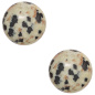 Preview: Ohrstecker rund 925 Sterling Silber 2 Dalmatiner-Jaspise Ohrringe