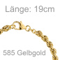 Preview: Kordelarmband 585 Gold Gelbgold 19 cm Armband Goldarmband Karabiner