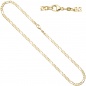 Preview: Figarokette 585 Gelbgold 4,4 mm 50 cm Gold Kette Halskette Goldkette Karabiner