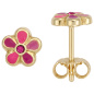 Preview: Kinder Ohrstecker Blume rosa pink 333 Gold Gelbgold Ohrringe Kinderohrringe