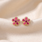 Preview: Kinder Ohrstecker Blume rosa pink 333 Gold Gelbgold Ohrringe Kinderohrringe