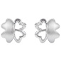 Preview: Kinder Ohrstecker Kleeblatt 925 Silber mattiert mit 4 Zirkonia Ohrringe