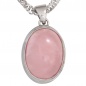 Preview: Anhänger oval 925 Sterling Silber rhodiniert 1 Rosenquarz Cabochon rosa