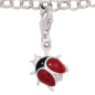 Preview: Einhänger Charm Marienkäfer 925 Sterling Silber rhodiniert rot schwarz lackiert