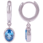 Preview: Creolen 925 Sterling Silber 2 Zirkonia hellblau blau Ohrringe Silbercreolen