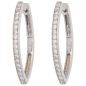Preview: Creolen oval 925 Sterling Silber mit 36 Zirkonia Ohrringe Silbercreolen