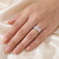 Preview: Damen Ring 925 Sterling Silber rhodiniert mattiert 5 Zirkonia Silberring