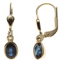 Preview: Boutons oval 585 Gold Gelbgold 2 Safire blau Ohrringe Ohrhänger Goldohrringe