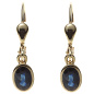 Preview: Boutons oval 585 Gold Gelbgold 2 Safire blau Ohrringe Ohrhänger Goldohrringe