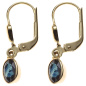 Preview: Boutons oval 585 Gold Gelbgold 2 Safire blau Ohrringe Ohrhänger Goldohrringe