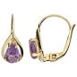 Preview: Boutons Tropfen 333 Gold Gelbgold 2 Amethyste lila violett Ohrringe Ohrhänger