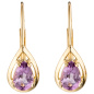 Preview: Boutons Tropfen 333 Gold Gelbgold 2 Amethyste lila violett Ohrringe Ohrhänger
