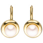 Preview: Boutons rund 333 Gold Gelbgold 2 Süßwasser Perlen Ohrringe Ohrhänger