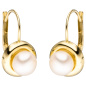 Preview: Boutons rund 333 Gold Gelbgold 2 Süßwasser Perlen Ohrringe Ohrhänger