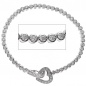 Preview: Armband Herz 925 Sterling Silber mit Zirkonia 19 cm Silberarmband