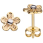 Preview: Ohrstecker Blume 333 Gold Gelbgold matt bicolor Ohrringe Goldohrstecker