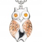 Preview: Anhänger Eule 925 Sterling Silber rotgold vergoldet bicolor 2 Zirkonia orange