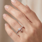 Preview: Damen Ring Kugel 925 Sterling Silber bicolor 1 Zirkonia Kugelring