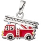 Preview: Kinder Anhänger Feuerwehrauto rot 925 Silber Feuerwehr Kinderanhänger