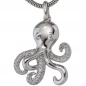 Preview: Anhänger Krake 925 Sterling Silber rhodiniert mit 78 Zirkonia Octopus