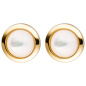 Preview: Ohrstecker rund 333 Gold Gelbgold 2 Perlmutt-Steine Ohrringe Goldohrringe