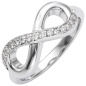 Preview: Damen Ring Unendlichkeit 925 Sterling Silber rhodiniert mit 15 Zirkonia