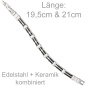 Preview: Armband Edelstahl mit schwarzer Keramik 21 cm Edelstahlarmband Klappverschluss