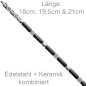 Preview: Armband aus Keramik schwarz mit Edelstahl und 26 Zirkonia 21 cm verkürzbar