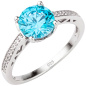 Preview: Damen Ring 925 Sterling Silber mit 21 Zirkonia türkis blau hellblau