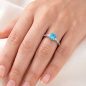Preview: Damen Ring 925 Sterling Silber mit 21 Zirkonia türkis blau hellblau