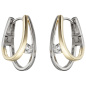Preview: Creolen 925 Sterling Silber bicolor vergoldet 2 Zirkonia Ohrringe