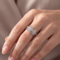 Preview: Damen Ring mehrreihig breit 925 Silber bicolor vergoldet mit 21 Zirkonia