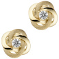 Preview: Ohrstecker verschlungen 333 Gold Gelbgold teil matt 2 Zirkonia Ohrringe