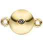Preview: Magnet-Schließe 925 Silber gold vergoldet 2 Zirkonia Verschluss für Perlenketten