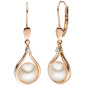 Preview: Ohrhänger 585 Rotgold 2 Süßwasser Perlen 2 Diamanten Brillanten Ohrringe