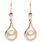 Preview: Ohrhänger 585 Rotgold 2 Süßwasser Perlen 2 Diamanten Brillanten Ohrringe