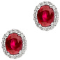 Preview: Ohrstecker oval 585 Gold Weißgold 36 Diamanten Brillanten 2 Rubine rot Ohrringe